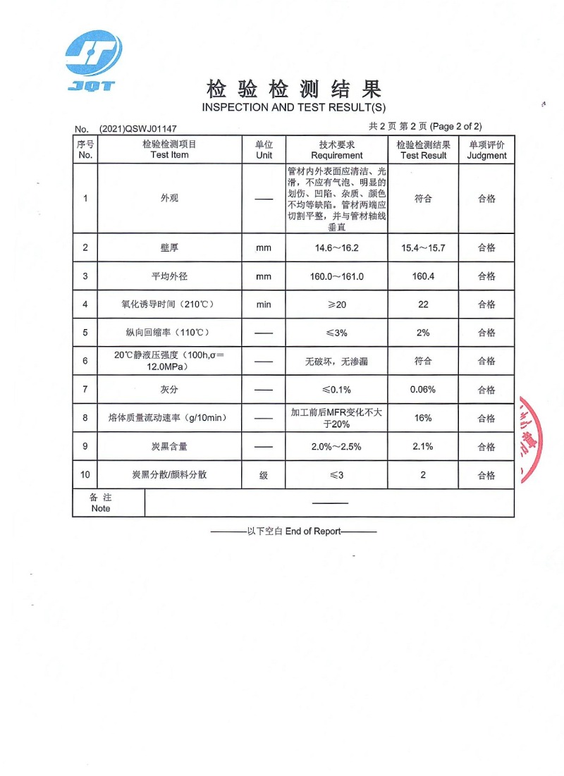 给水用聚乙烯PE管材 检验检测报告 P4