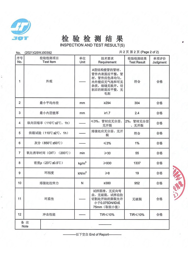 聚乙烯缠绕结构壁管材（A型）检验检测报告-4